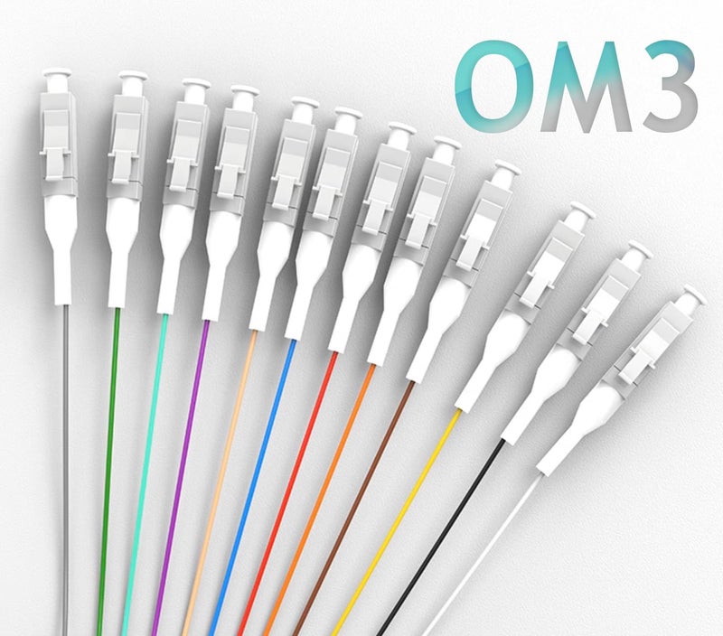 Elfcam ® - 12-Fibre LC/UPC OM3 Multimode 50/125um Colour-Coded Optical Fibre Pigtail Without Cladding - Image 4